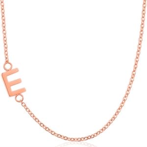 BOCHOI Sideways Initial Necklace Small Minimalist Side Letter Pendant Chain